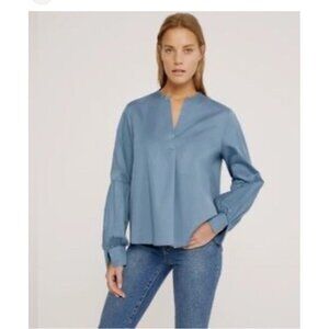 Harshman Penelope Blouse Small Blue 100% Cotton Long Sleeve Top NWT Women’s